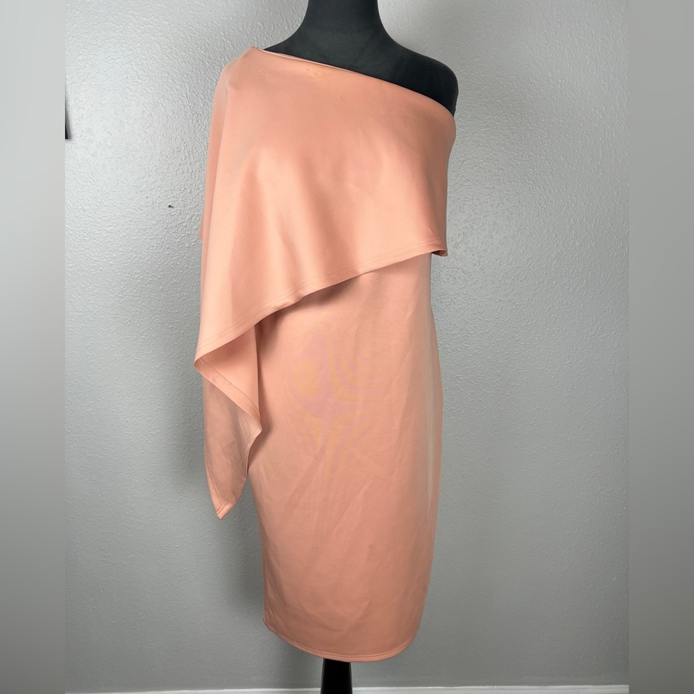 Sexy One Shoulder Ruffle Bodycon Midi Cocktail Dress